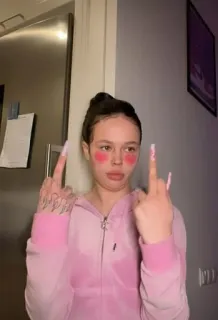 🖕 middle finger, offensive gesture, woman, pink, nails telegram sticker