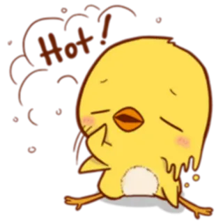 ☀️ Hot! pintinho, pássaro, suado, quente, desenho animado telegram sticker