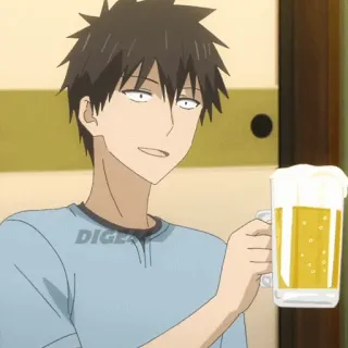 🍺 DIGEST อนิเมะ, เบียร์, ดื่ม, ผู้ชาย whatsapp sticker
