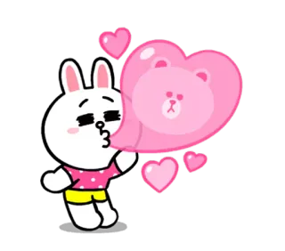 😘 lapin, ours, amour, coeur, mignon, dessin animé, autocollant telegram sticker