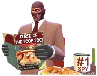 😌 Spy Team Fortress 2 CURSE OF
THE POOP SOCK
in your ashoke tron
Japanese Mafia
#1
SPY
STBlackST jeu vidéo, offensant, espion, Team Fortress 2, satire whatsapp sticker