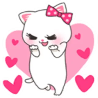 😆 chat, chaton, coeur, amour, mignon, dessin animé, autocollant telegram sticker