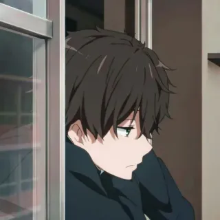 🖤 Anime, Chłopak, Hitori, Nastrój, Samotny, Myślenie telegram sticker