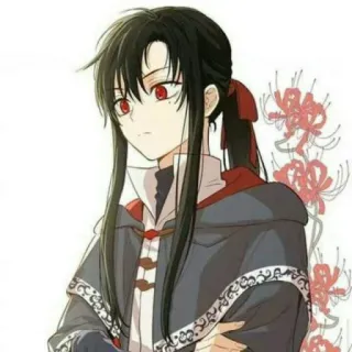 🔮 Anime, Manga, Personnage, yeux rouges, cheveux longs telegram sticker
