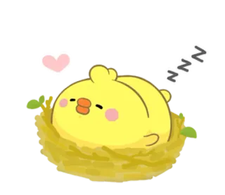 😏 zzz 小鸡, 睡觉, 巢, 鸟, 可爱, 爱心 telegram sticker