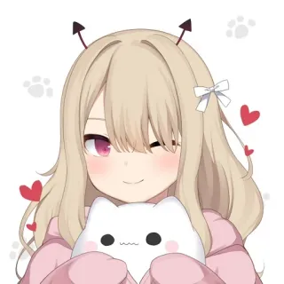 🥰 chica anime, gato, lindo, kawaii, corazón, guiño whatsapp sticker