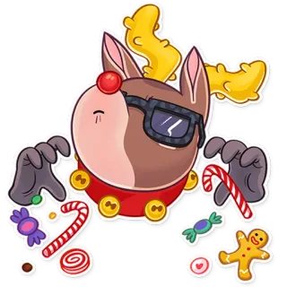 😎 Rena, Natal, Doce, Feriado, Festivo, Desenho animado telegram sticker