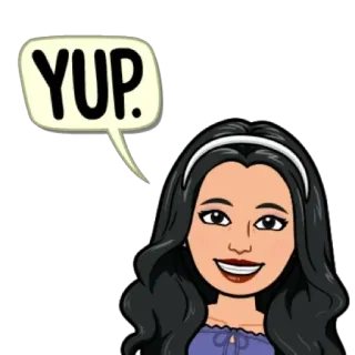 👍 YUP. bitmoji, ừ, khẳng định, đồng ý, hoạt hình, phụ nữ telegram sticker