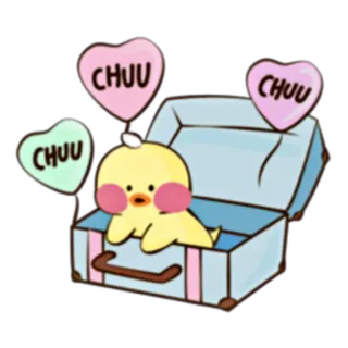 🐥 CHUU chuu, cute, sticker, kawaii, animal, duck, heart, cartoon telegram sticker
