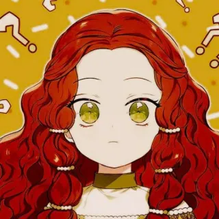 🍓 卡通, 女孩, 女人, 问号, 红发, 动漫, 漫画 telegram sticker