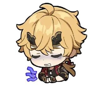 😖 Thoma Genshin Impact anime, game, exhausted, sleeping, blonde hair telegram sticker