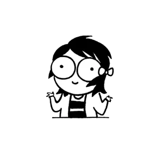 🤗 cartoon, glasses, shrugging, character, cute, illustration telegram sticker