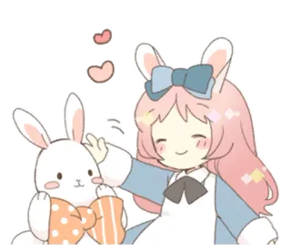 🐰 coniglio, coniglietto, ragazza, anime, kawaii, carino, cartone animato telegram sticker