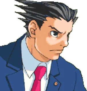😠 Phoenix Wright Ace Attorney Phoenix Wright, Ace Attorney, video game, lawyer, anime style telegram sticker