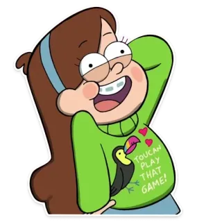😨 Mabel Pines Gravity Falls TOUCAN PLAY THAT GAME! desenho animado, animado, tucano, Mabel, Gravity Falls, engraçado whatsapp sticker