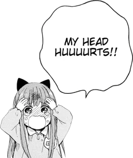😭 MY HEAD HUUUURTS!! Аниме, Девушка, Головная боль, Боль, Мультфильм, Манга telegram sticker