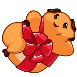 🎁 bear, gift, red bow, cute, cartoon telegram sticker