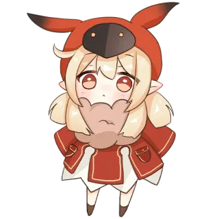 😕 Klee Genshin Impact аниме, видеоигра, Кли, Genshin Impact, милый, персонаж whatsapp sticker