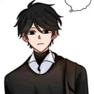 🗿 anime style, portrait, man, drawing, black hair telegram sticker