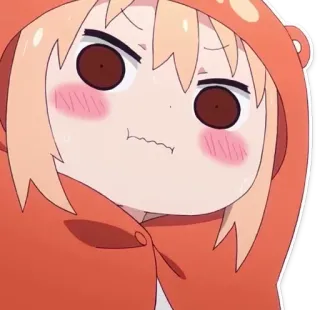 ☺️ Umaru Doma Himouto! Umaru-chan аниме, умару, милый, злой, оранжевый, толстовка, мультфильм, аниме девушка telegram sticker