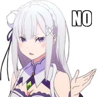 ✋ Emilia Re:Zero NO animé, fille, non, personnage, Emilia, Re Zero telegram sticker