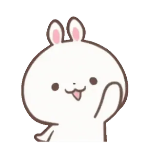 🐰 bunny, cute, animal, waving, cartoon, white rabbit telegram sticker