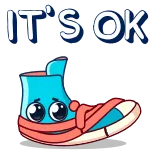 🥺 IT'S OK обувь, мультфильм, комфорт, милый, синий, оранжевый whatsapp sticker