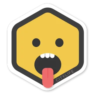 😛 CITYLIFE 絵文字, 舌, 顔, ステッカー, 黄色 whatsapp sticker
