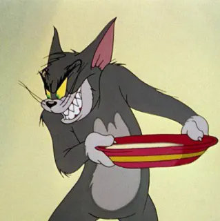 😾 Tom Cat Tom and Jerry мультфильм, кот, злой, ухмыляющийся, тарелка, Том и Джерри telegram sticker