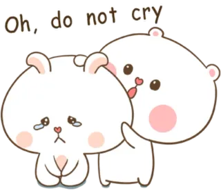 🐽 Oh, do not cry uroczy, niedźwiedź, królik, płaczący, pocieszający, miłość, empatia telegram sticker