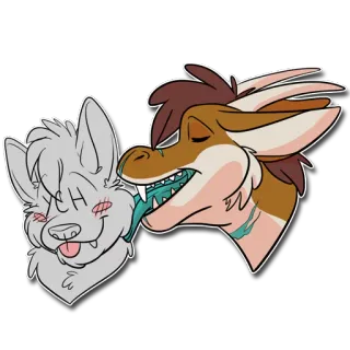 😝 YCH Furry, Anthro, Ciuman, Naga, Binatang telegram sticker