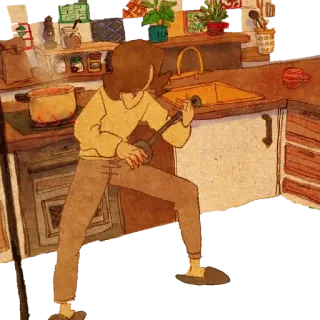 🎸 memasak, dapur, seni, kartun, dalam ruangan telegram sticker