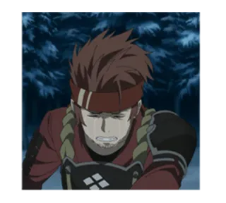 😭 Anime, Wojownik, Postać, Smutny, Czerwony, Postać anime telegram sticker