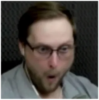😮 мужчина, очки, удивлен, портрет, мем telegram sticker