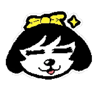 💇 犬, かわいい, 動物, ステッカー, 漫画, 黄色, リボン telegram sticker