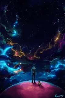 🌌 звезды, небо, луна, человек, собака, сон, облака, ночь telegram sticker