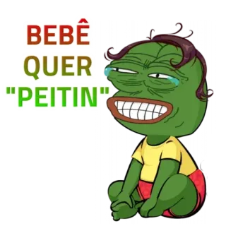 🌚 Pepe the Frog BEBÊ QUER "PEITIN" pepe, 青蛙, 婴儿, 表情包, 卡通 telegram sticker