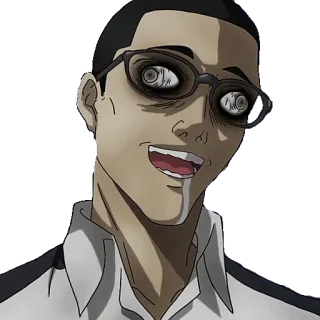 🤪 Anime, Ojos locos, Hombre, Gafas, Sticker whatsapp sticker