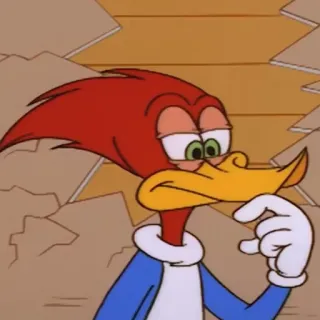 🤔 Woody Woodpecker cartone animato, uccello, Woody Woodpecker, animato, divertente, classico telegram sticker