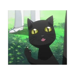 😮 gato negro, gato caricatura, gato anime, sticker gato, gato lindo, kawaii, sticker animal telegram sticker