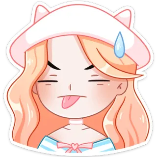 😜 стикер, мультфильм, девушка, язык, глупый, выражение telegram sticker