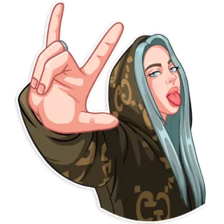🤟 Billie Eilish Billie Eilish, piosenkarka, muzyka, celebrytka, kreskówka telegram sticker