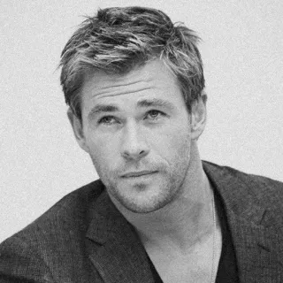 🗞 Chris Hemsworth acteur, célébrité, portrait, homme, noir et blanc telegram sticker