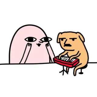 🙂 ステッカー, 漫画, 面白い, 犬, ピアノ, キャラクター, 可愛い, ユニーク telegram sticker