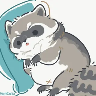 💤 raccoon, sleeping, animal, cartoon, cute, pillow telegram sticker