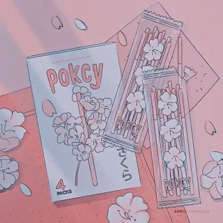 ✨ pokcy ポッキー, 桜, さくら, お菓子, 日本のスナック, かわいい, アニメ telegram sticker