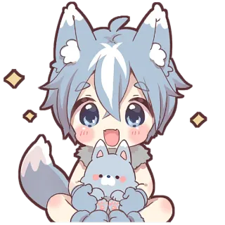 🥰 Anime, Lobo, Fofo, Kawaii, Furry, Animal, Adesivo telegram sticker