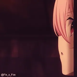 😳 @Fix_x_Fox anime, cô gái, tóc hồng, mắt, khuôn mặt whatsapp sticker