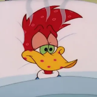 🤒 Woody Woodpecker malato, cartone animato, malato, picchio telegram sticker