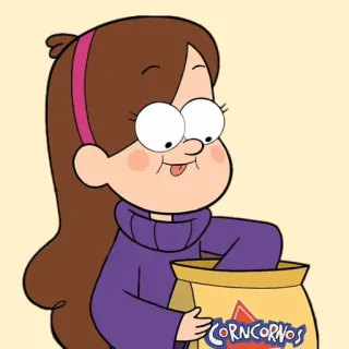 😋 Mabel Pines Gravity Falls CORNCORNOS cartoon, animated, Mabel Pines, Gravity Falls, snack, food telegram sticker